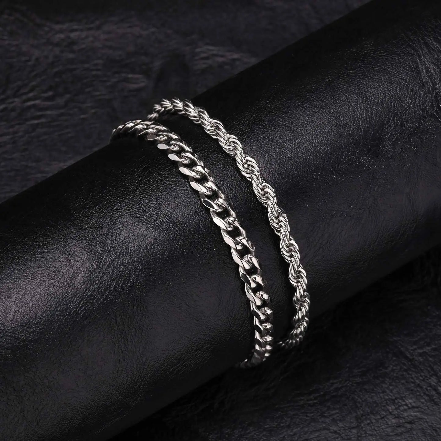 Men's Stainless Steel Chain Bracelet Set