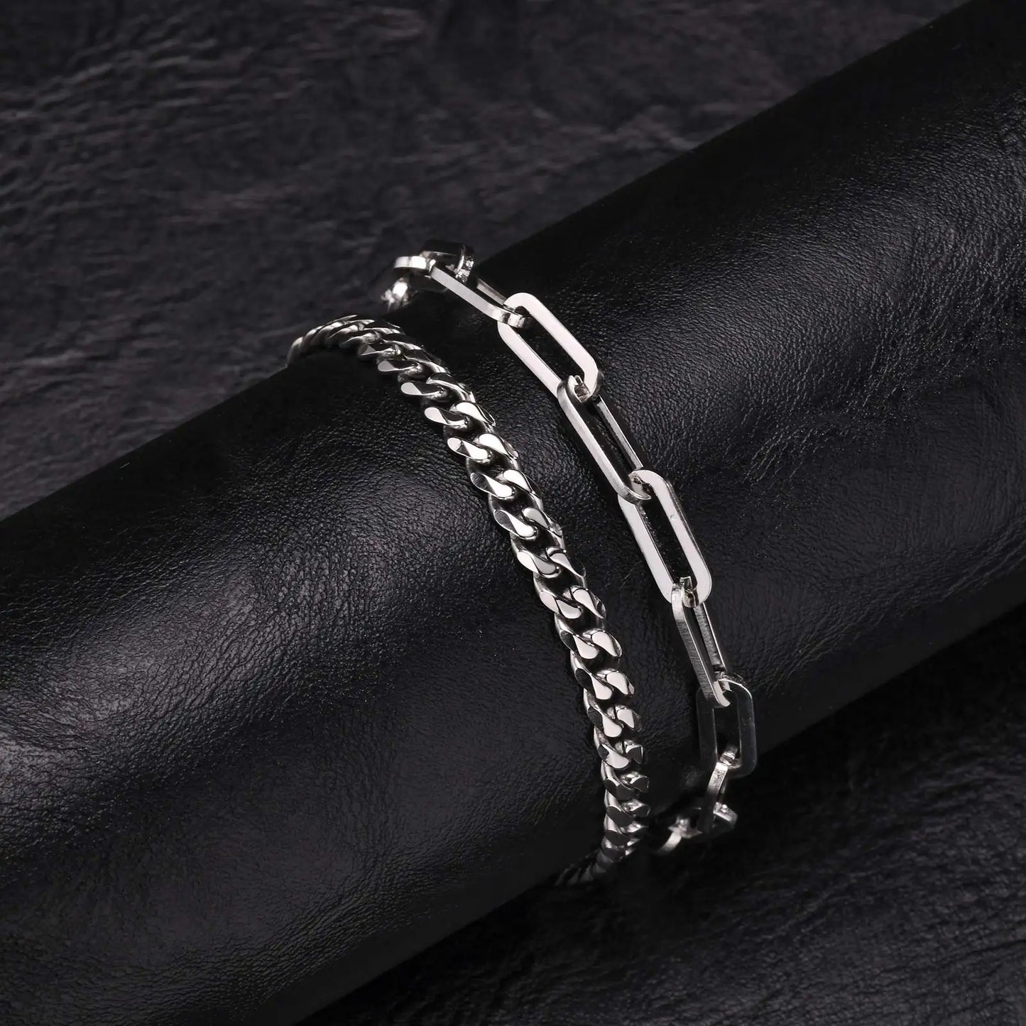 Men's Stainless Steel Chain Bracelet Set