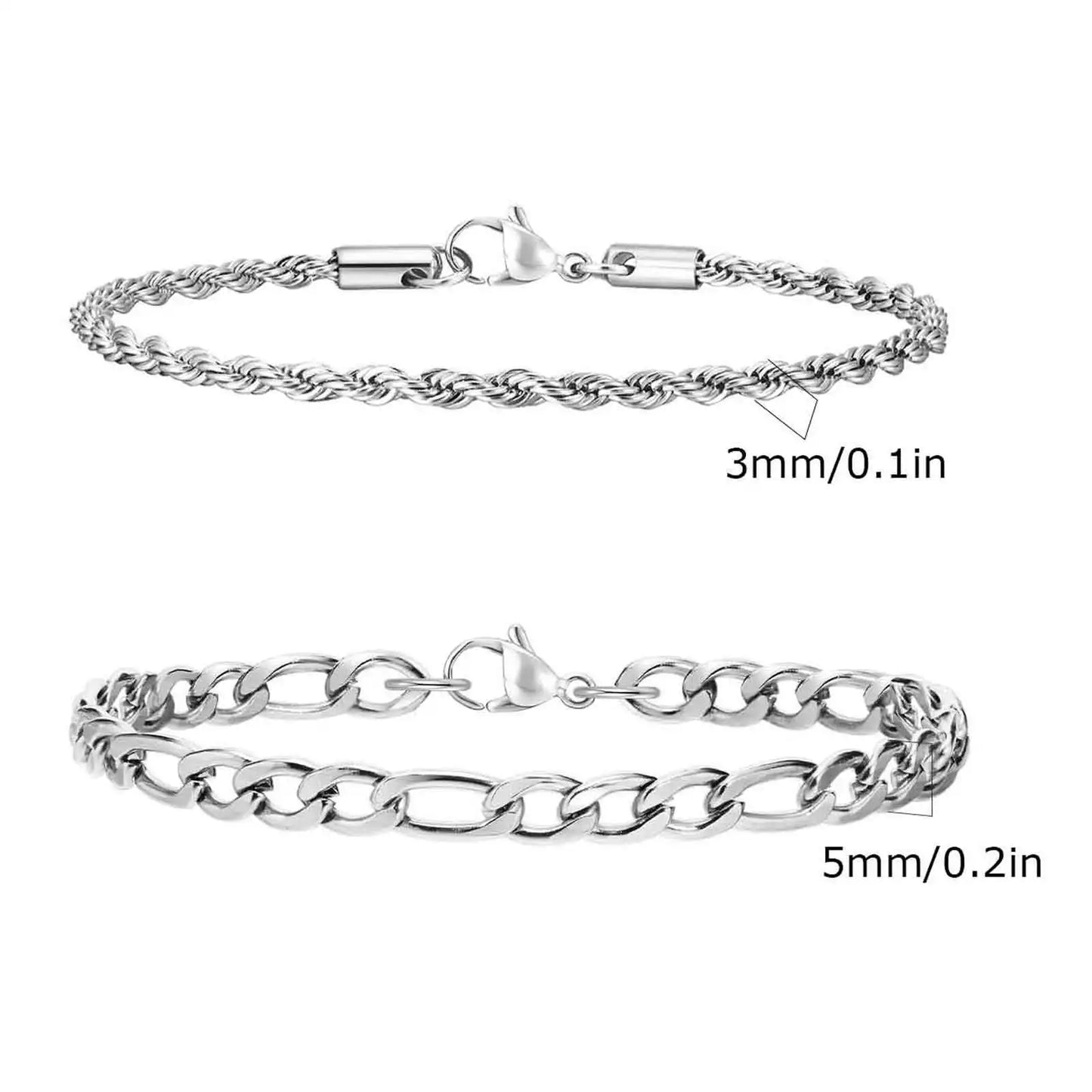 Men's Stainless Steel Chain Bracelet Set