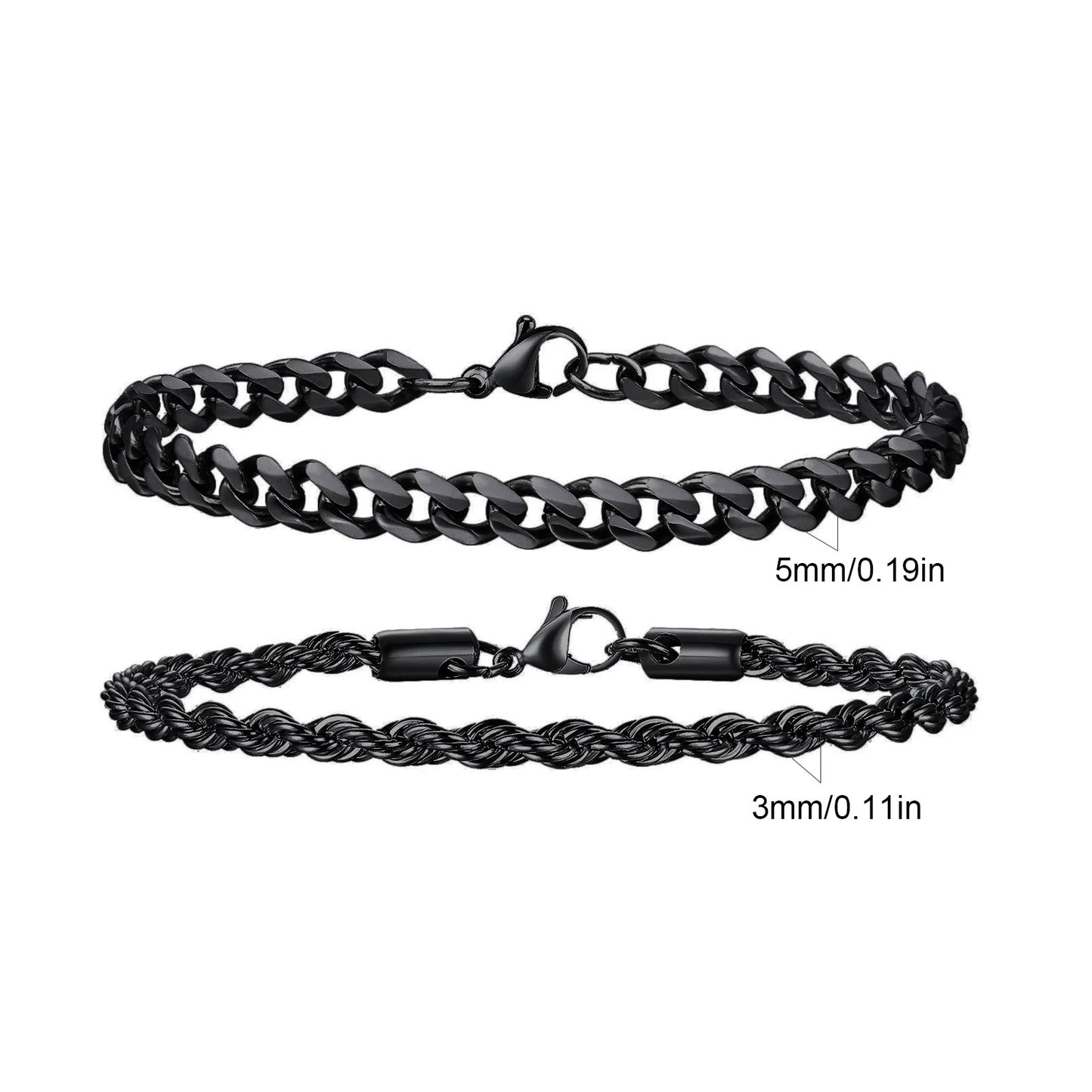 Men's Stainless Steel Chain Bracelet Set