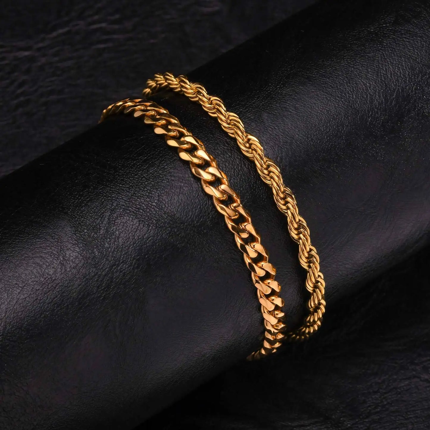 Men's Stainless Steel Chain Bracelet Set