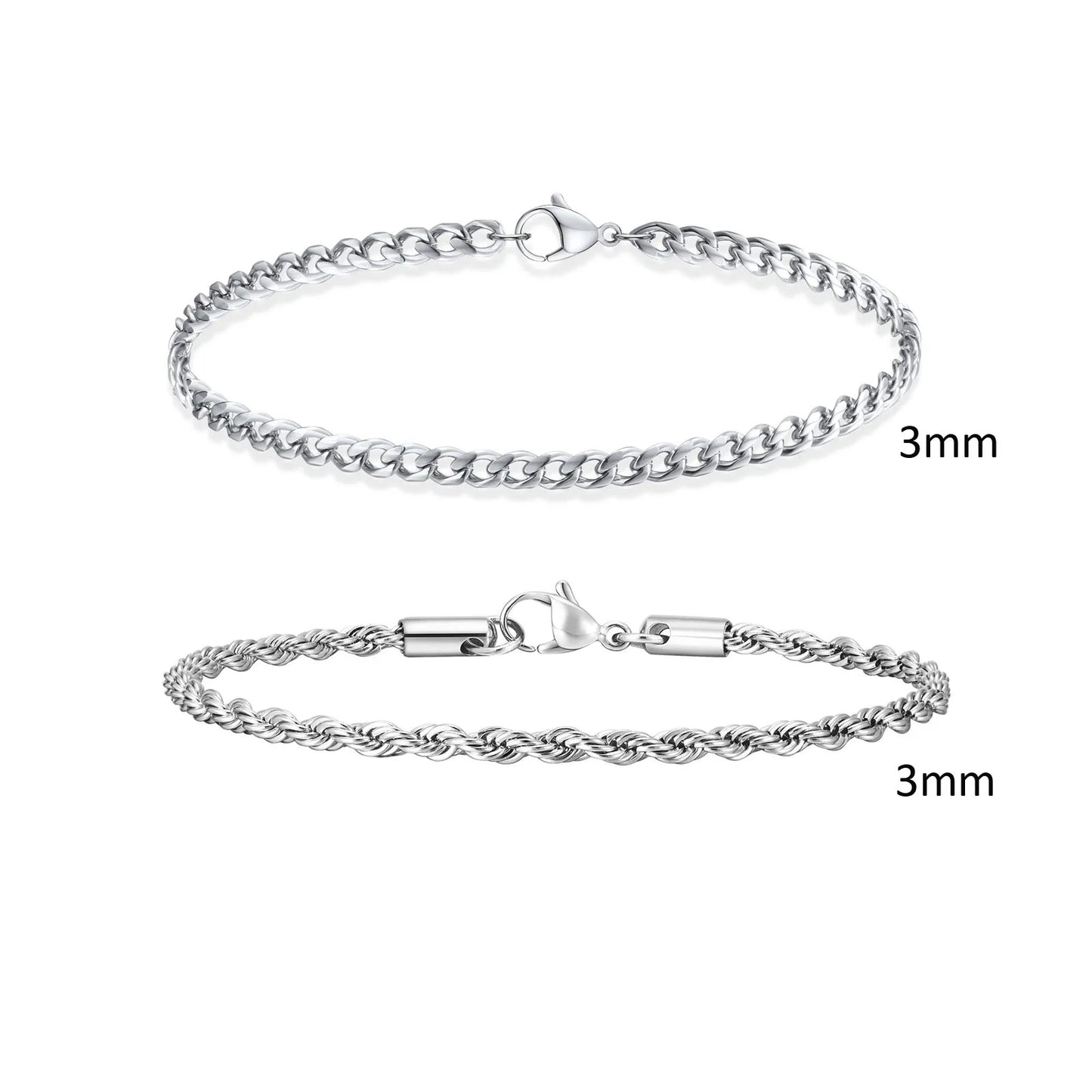 Men's Stainless Steel Chain Bracelet Set