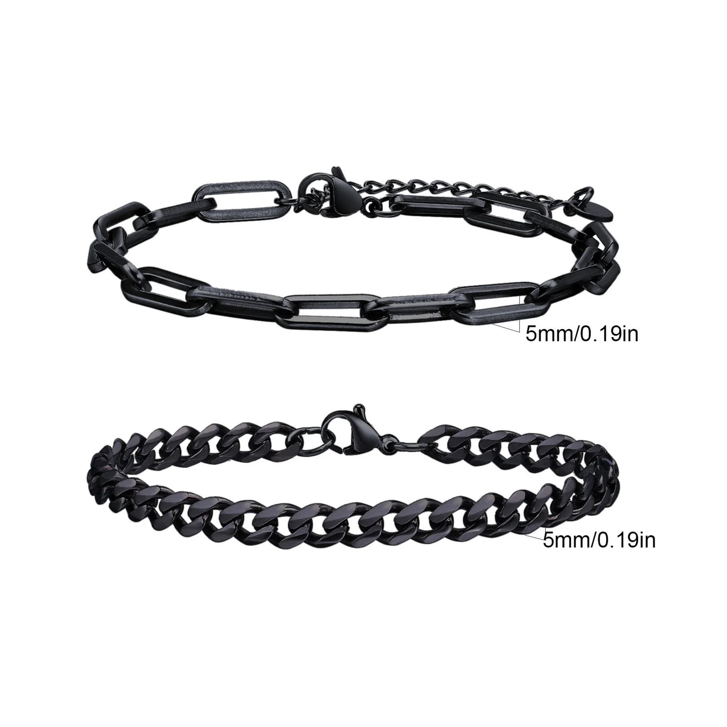 Men's Stainless Steel Chain Bracelet Set