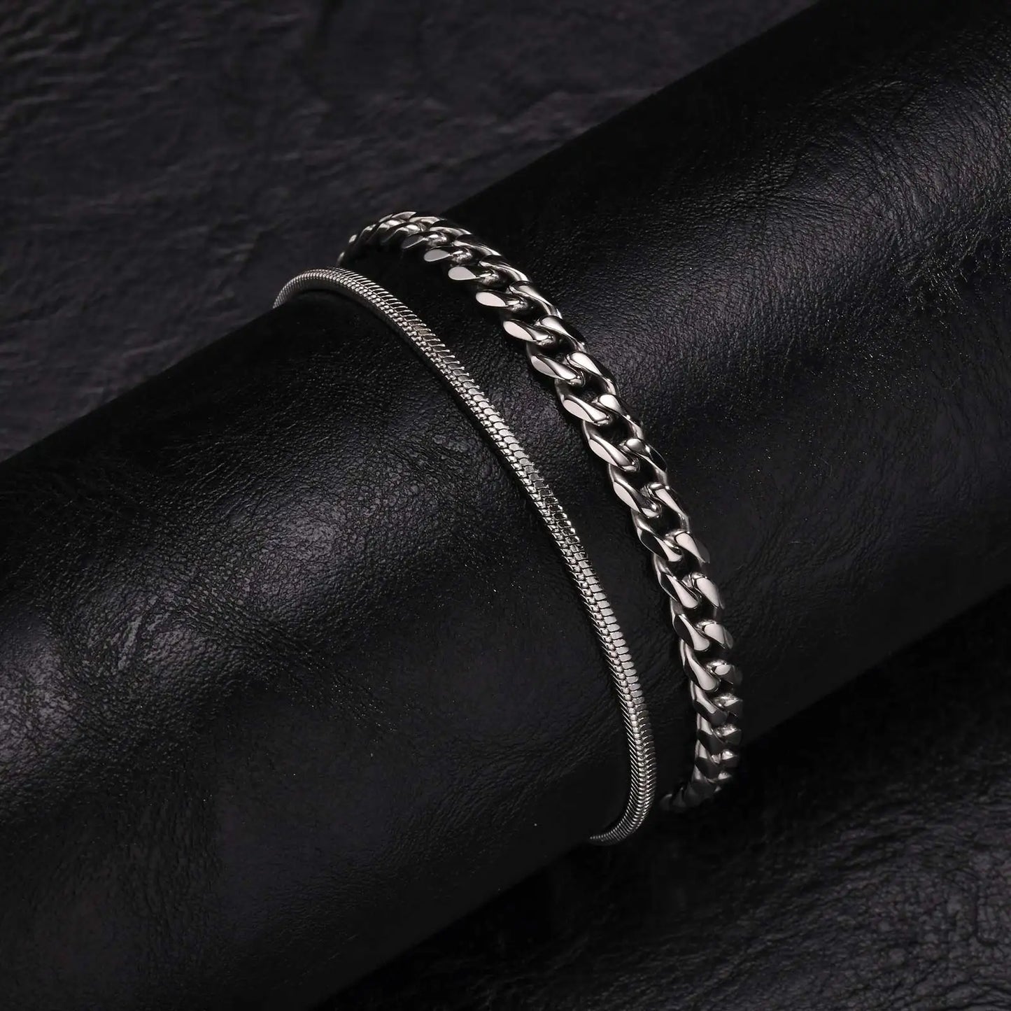 Men's Stainless Steel Chain Bracelet Set