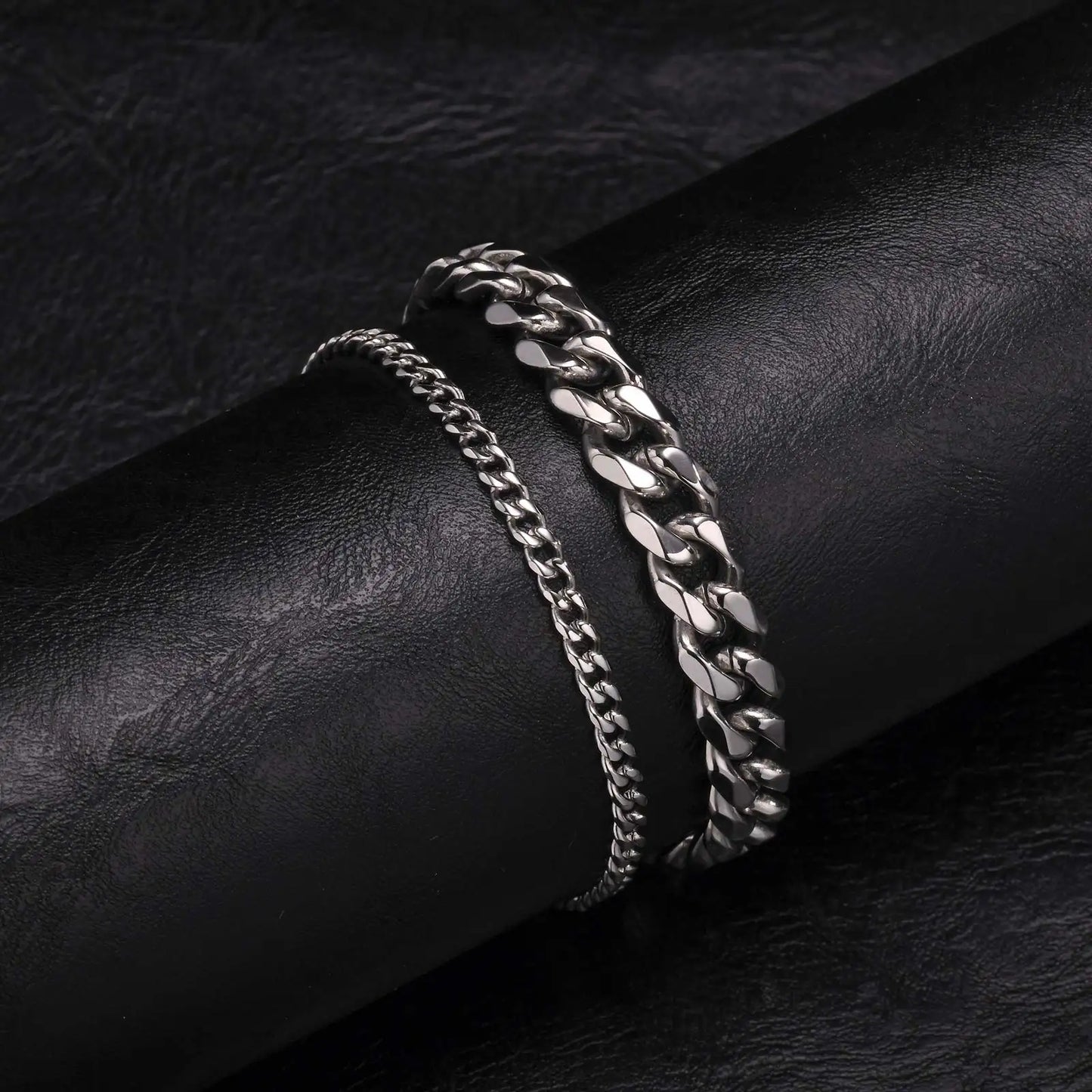 Men's Stainless Steel Chain Bracelet Set