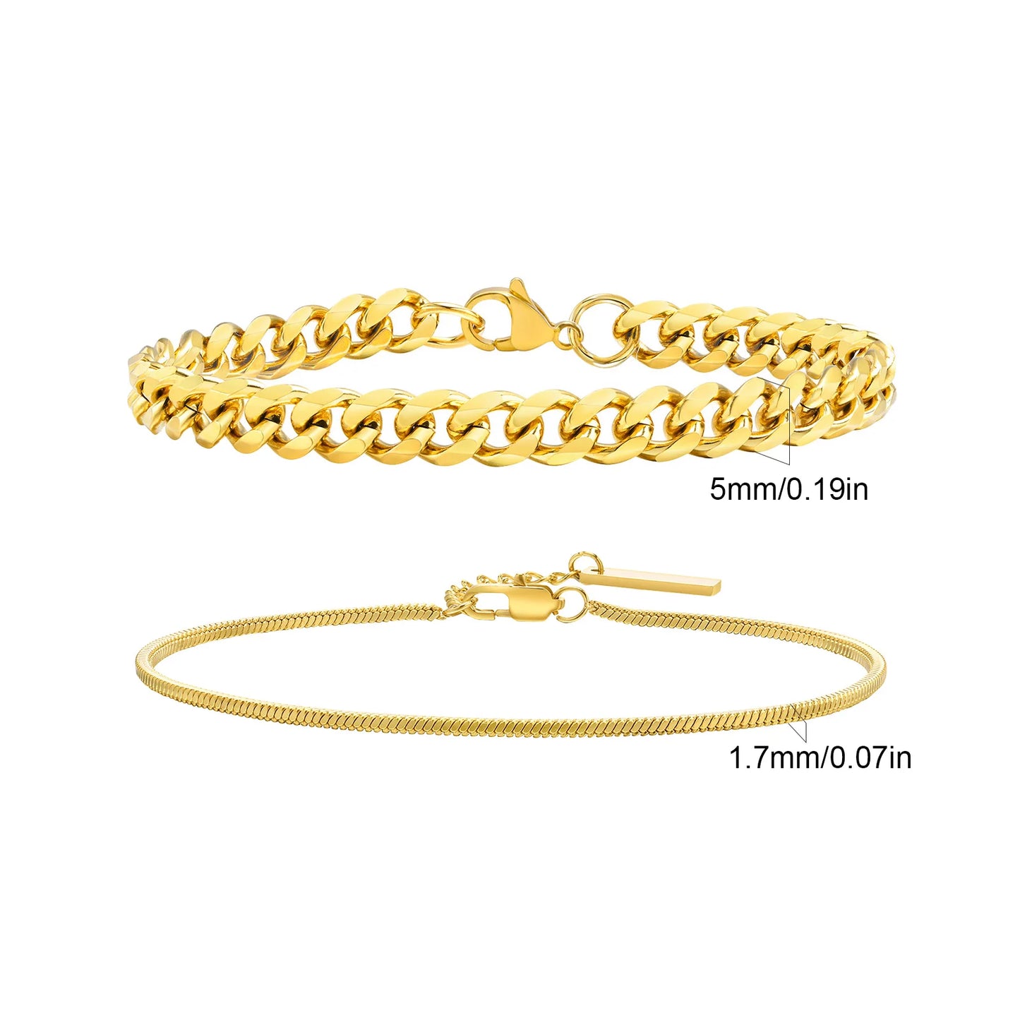 Men's Stainless Steel Chain Bracelet Set