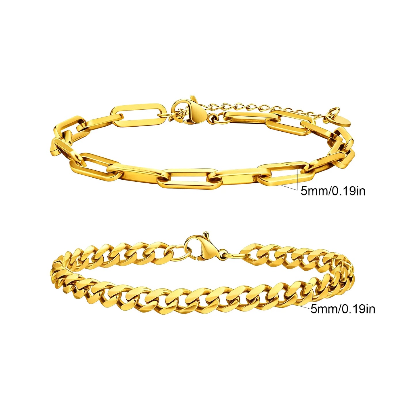 Men's Stainless Steel Chain Bracelet Set