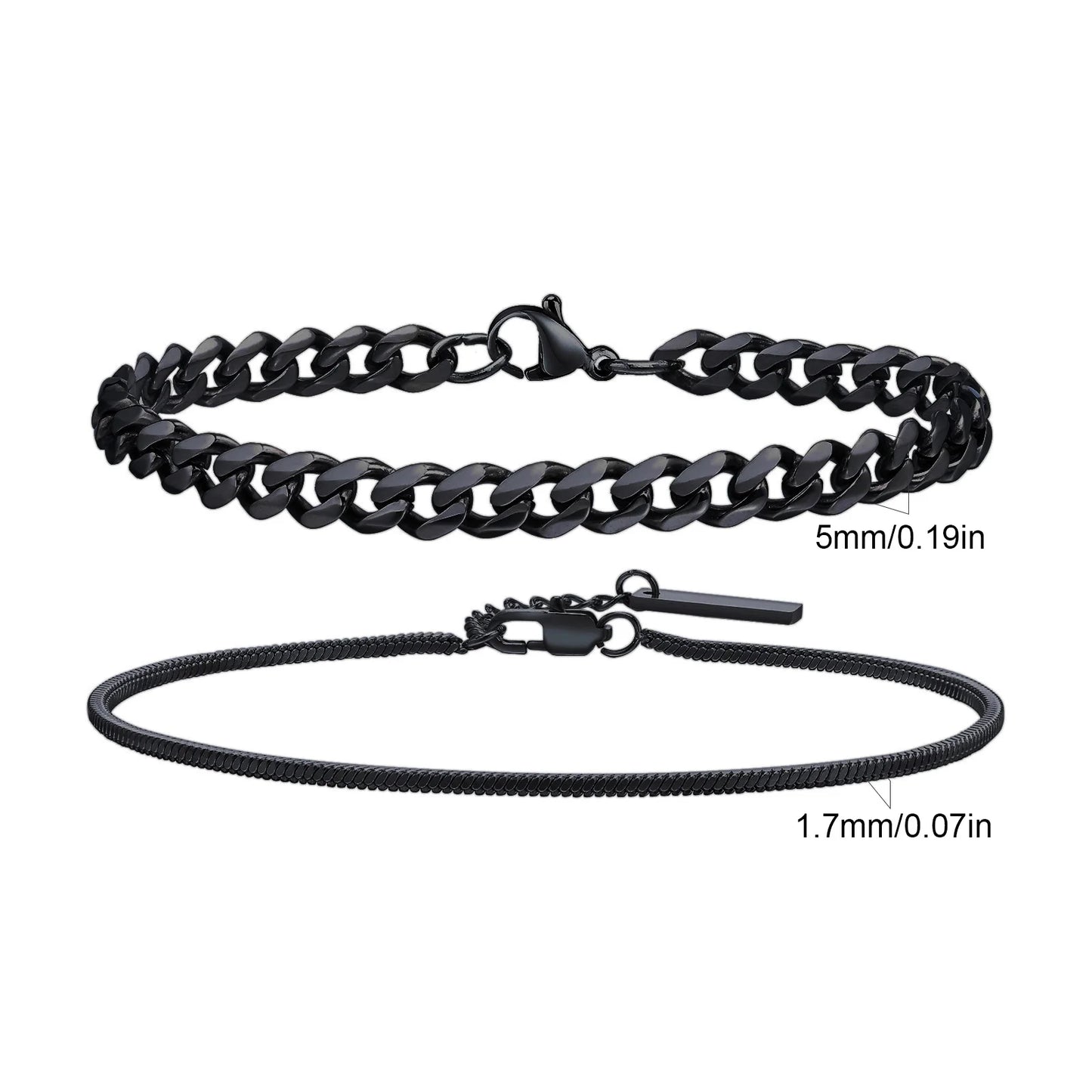Men's Stainless Steel Chain Bracelet Set