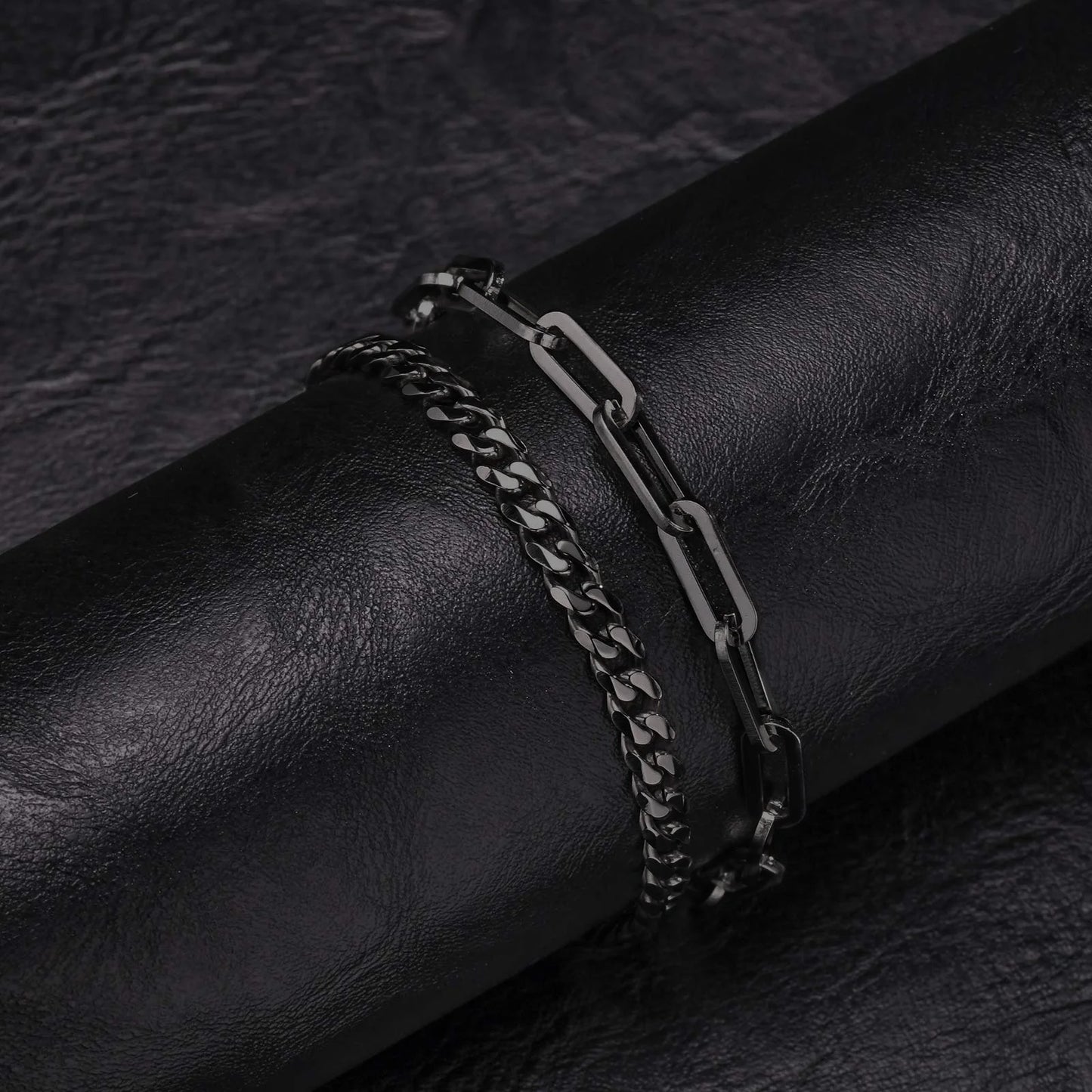 Men's Stainless Steel Chain Bracelet Set