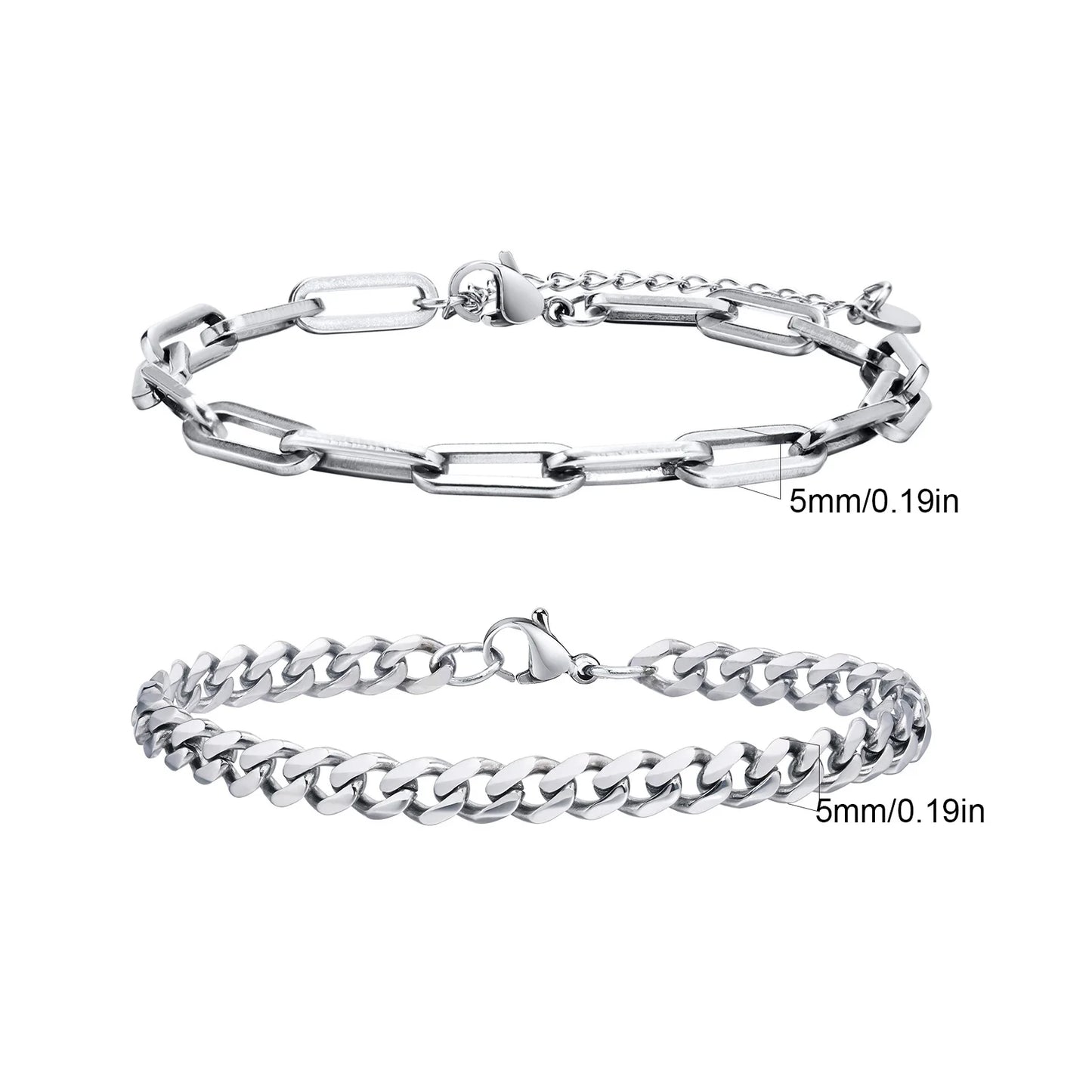 Men's Stainless Steel Chain Bracelet Set