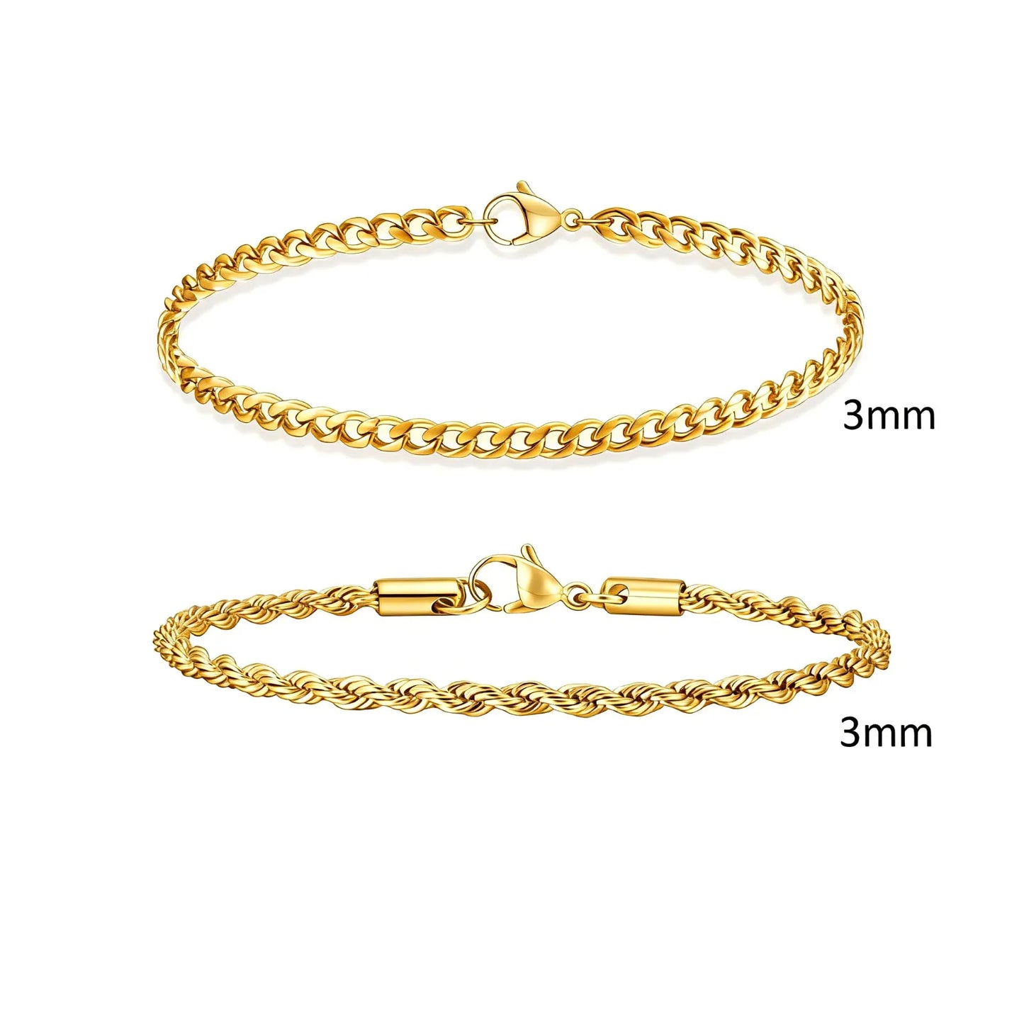 Men's Stainless Steel Chain Bracelet Set