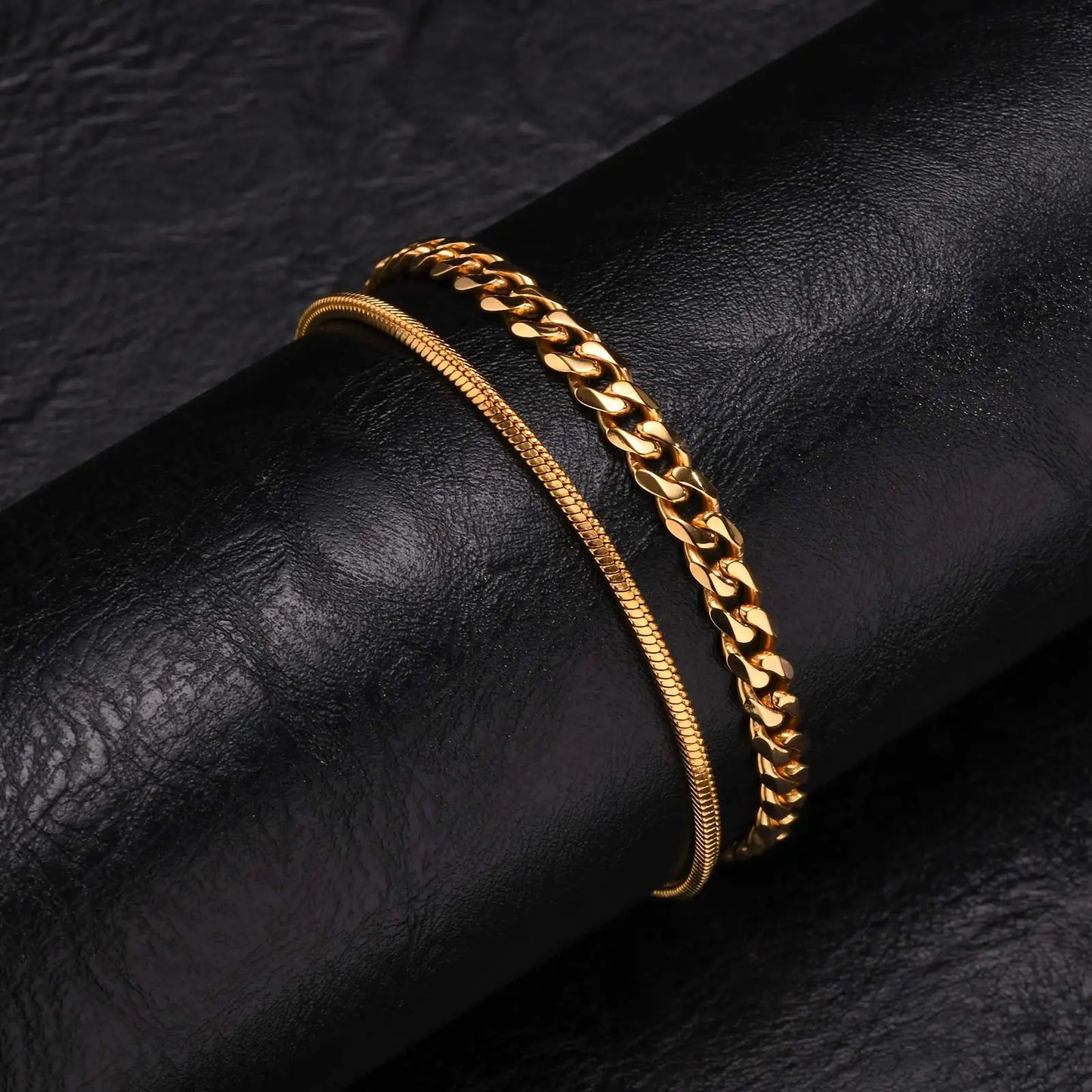 Men's Stainless Steel Chain Bracelet Set