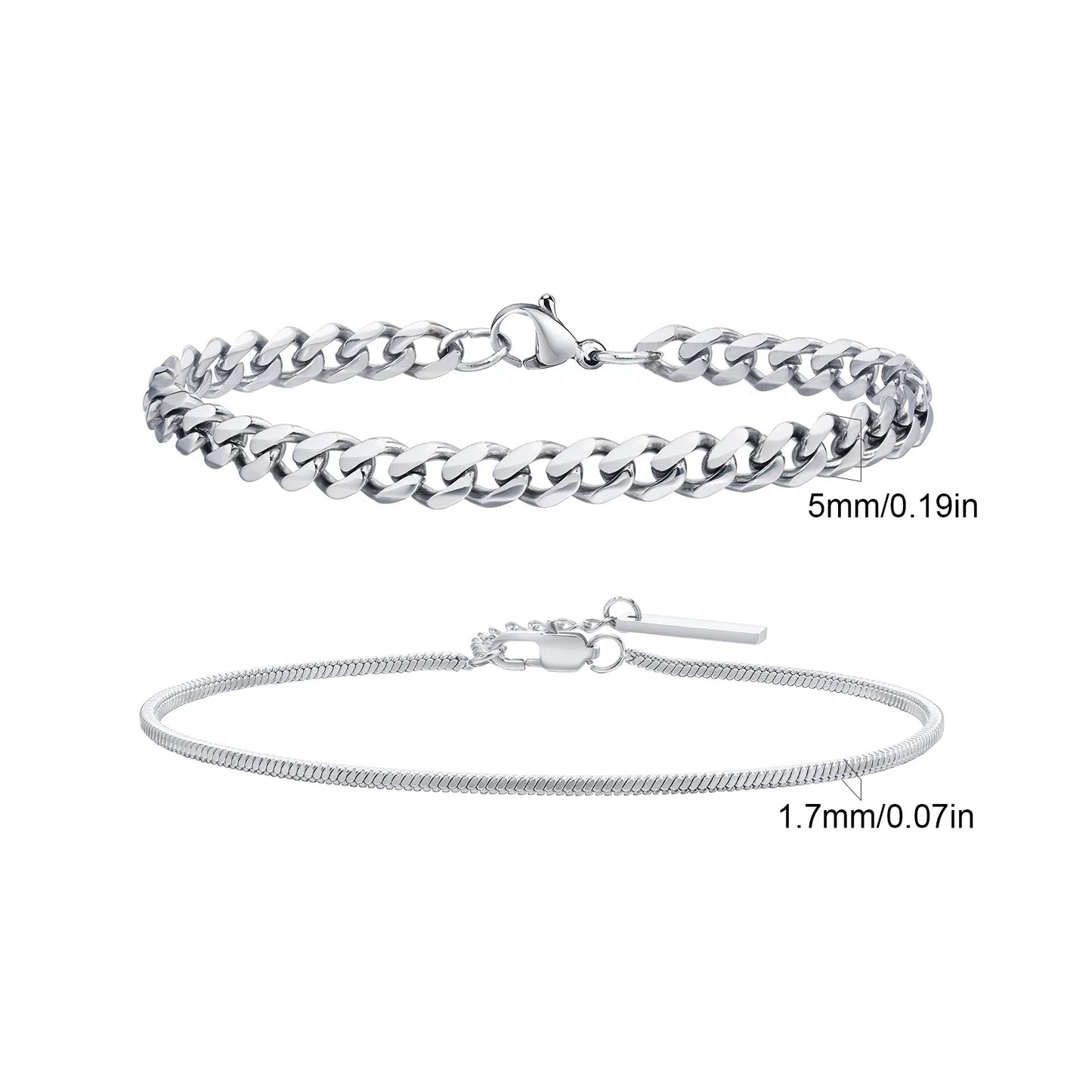 Men's Stainless Steel Chain Bracelet Set